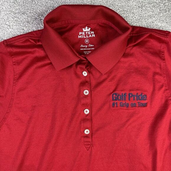 Peter Millar Polo Women’s Medium Red Luxury Cotton Golf Pride Align Technology - Picture 1 of 11